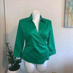 Green Wrap Front Madison Stretch Shirt